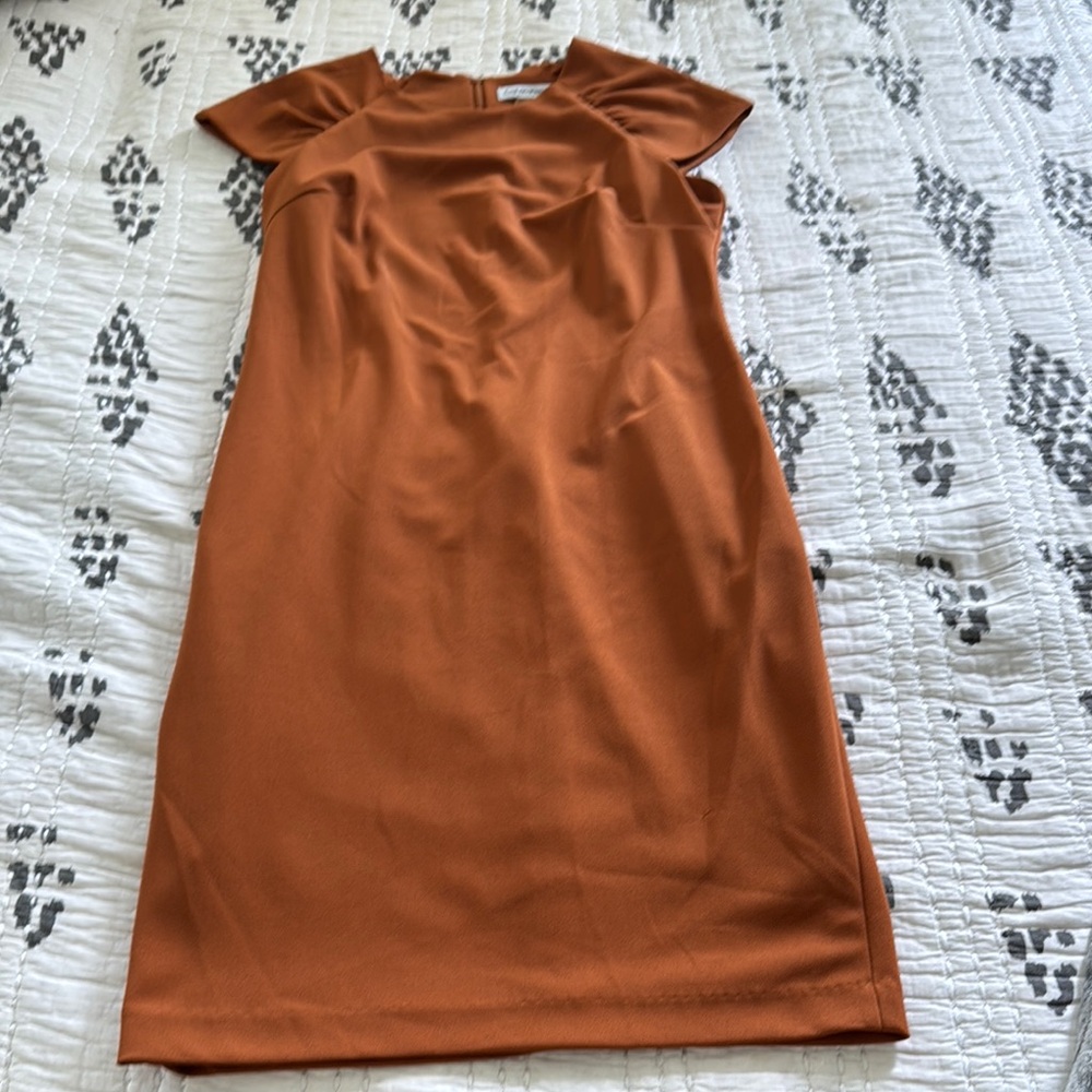 Calvin Klein Rust Orange Midi Dress